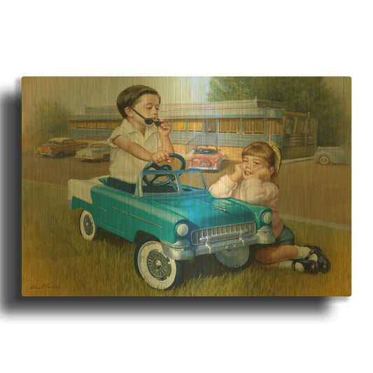 '55 Classic' By David Lindsley Gold Metal Wall Art