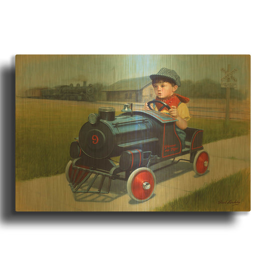'Train' By David Lindsley Gold Metal Wall Art