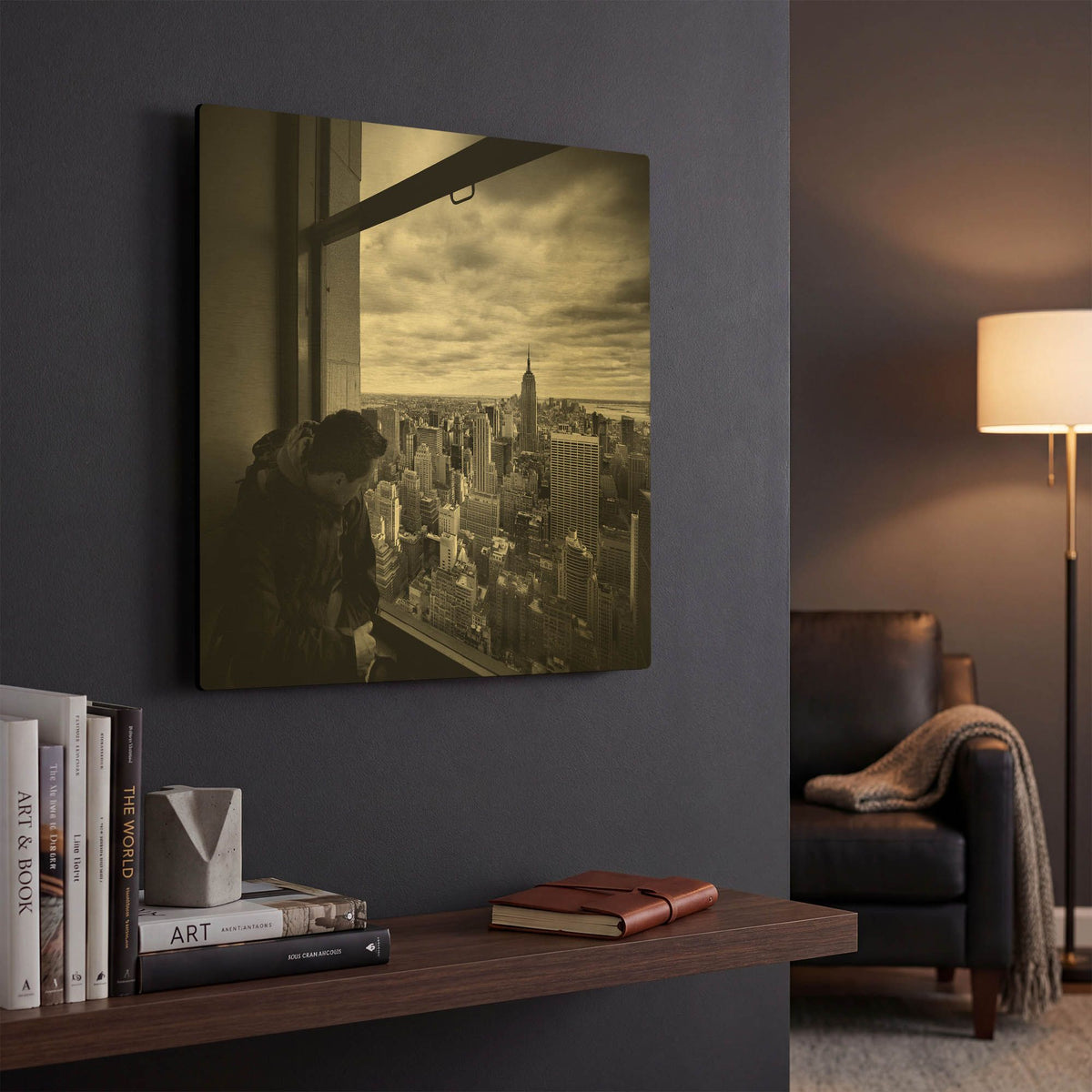 'NYC Manhattan View' By Nina Papiorek Gold Metal Wall Art