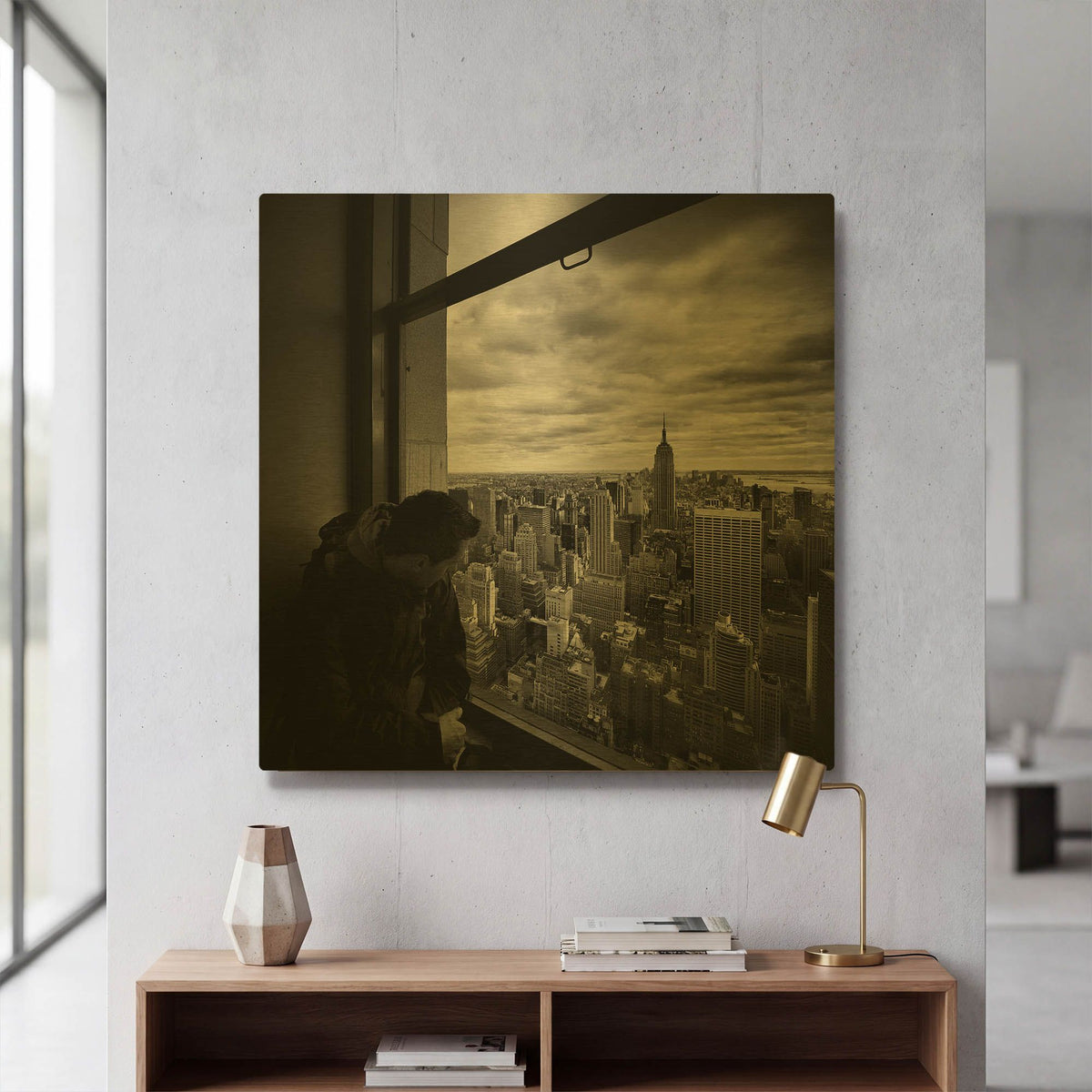 'NYC Manhattan View' By Nina Papiorek Gold Metal Wall Art