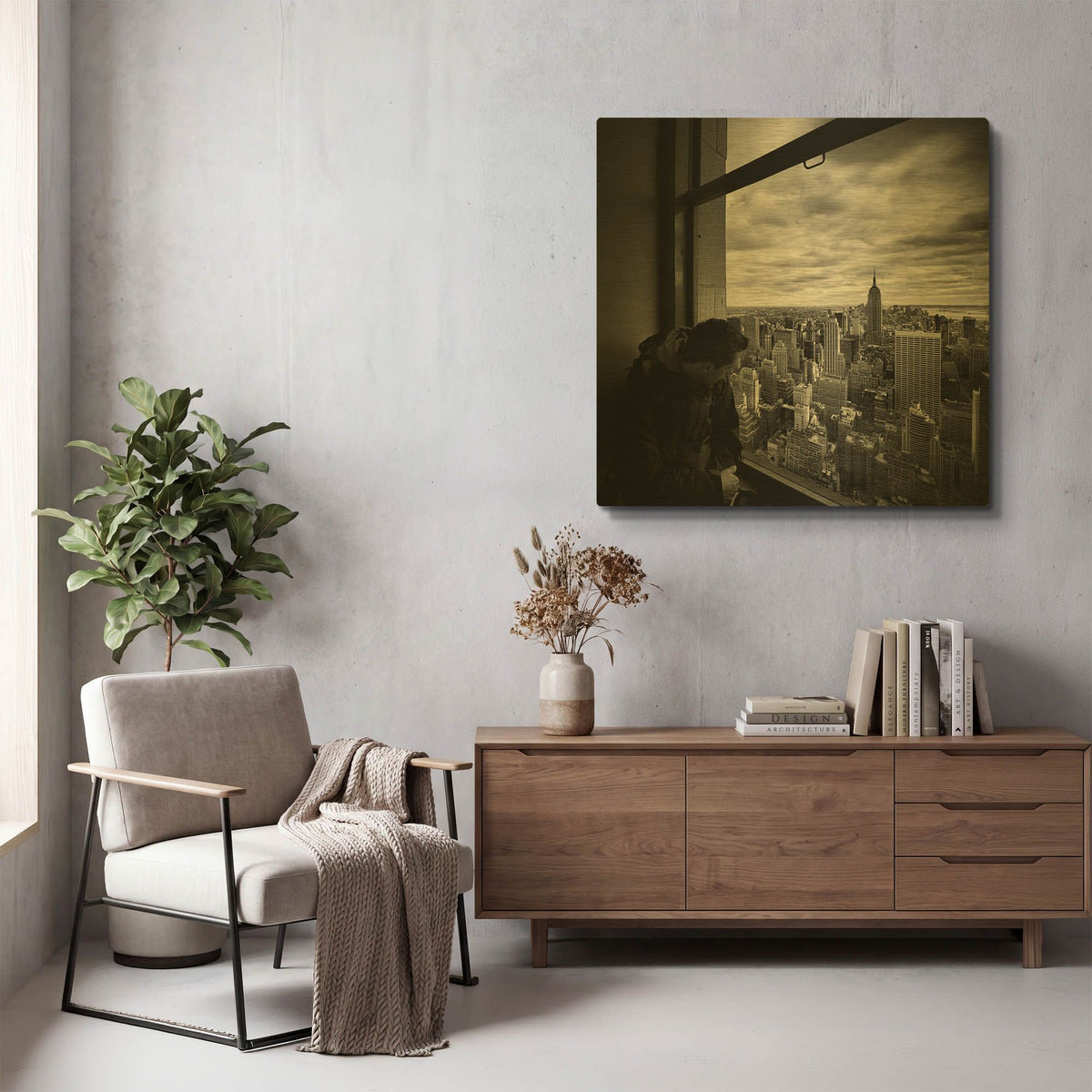 'NYC Manhattan View' By Nina Papiorek Gold Metal Wall Art