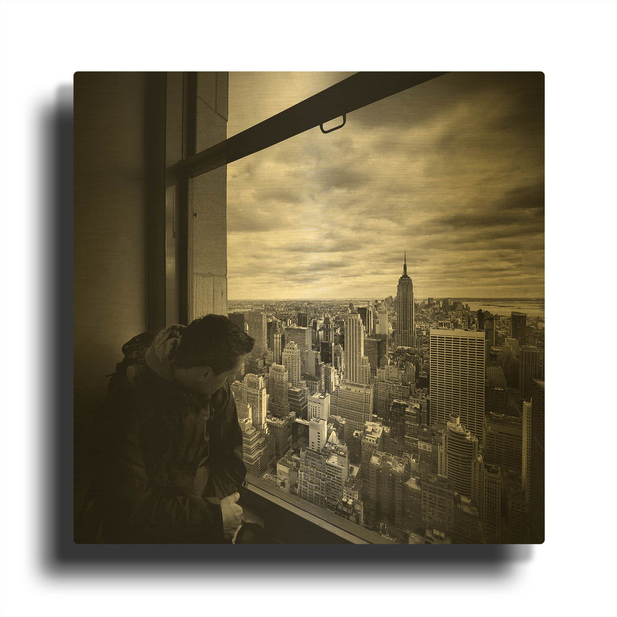 'NYC Manhattan View' By Nina Papiorek Gold Metal Wall Art