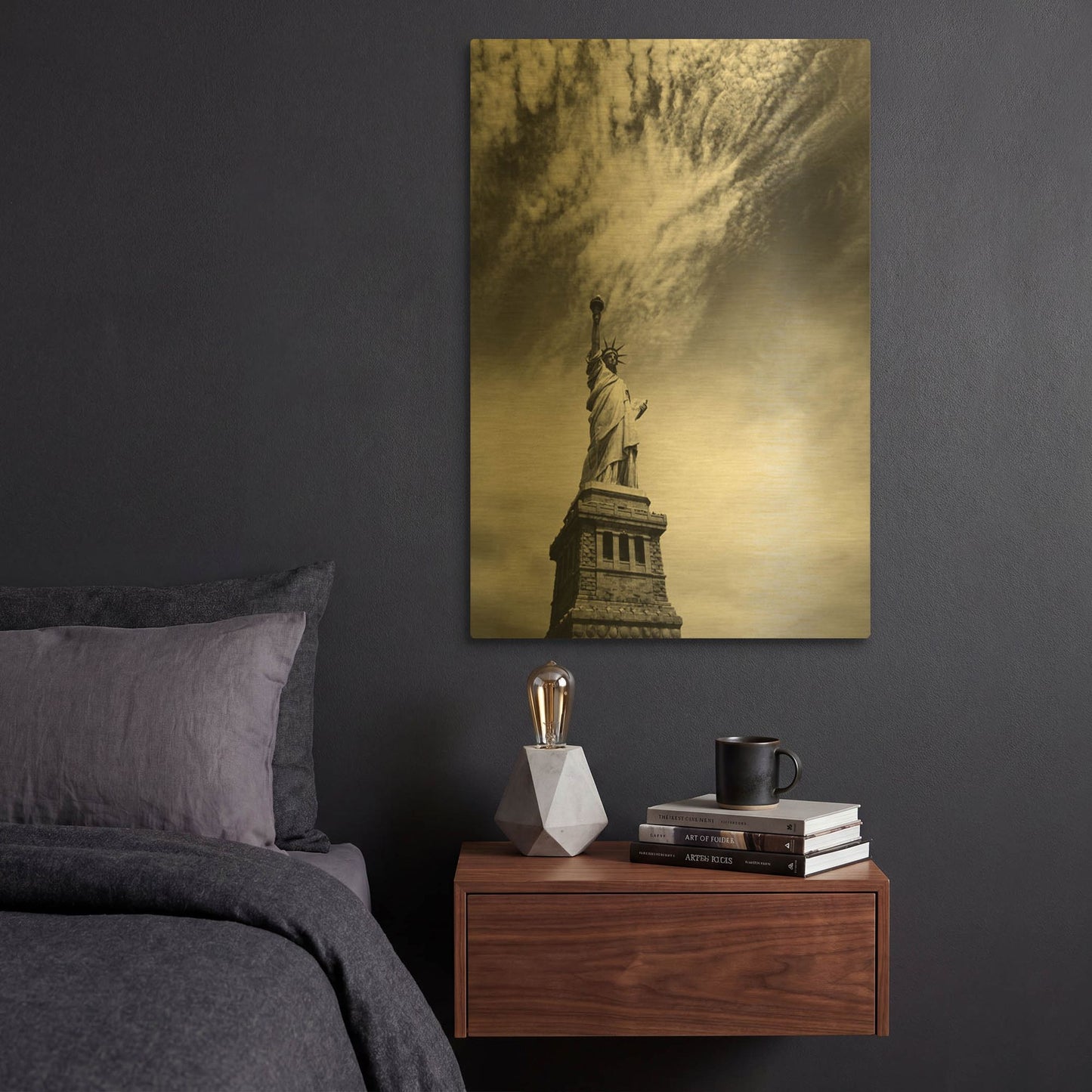 'NYC Miss Liberty' By Nina Papiorek Gold Metal Wall Art