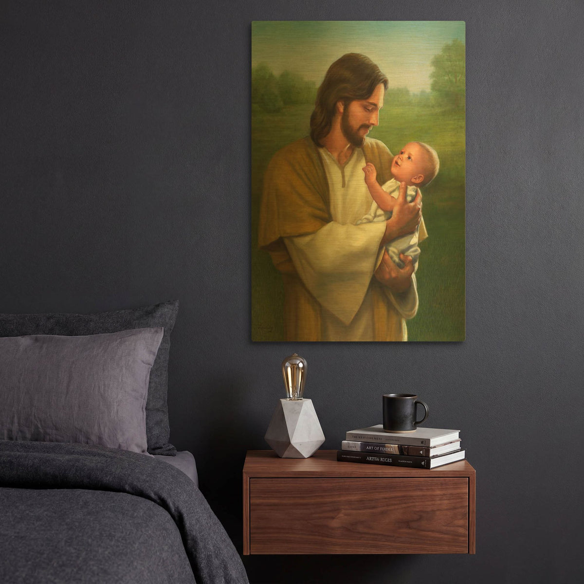 'Jesus And Baby' By David Lindsley Gold Metal Wall Art