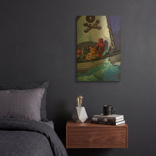 'Robo Pirates CMYK' By Eric Joyner Gold Metal Wall Art
