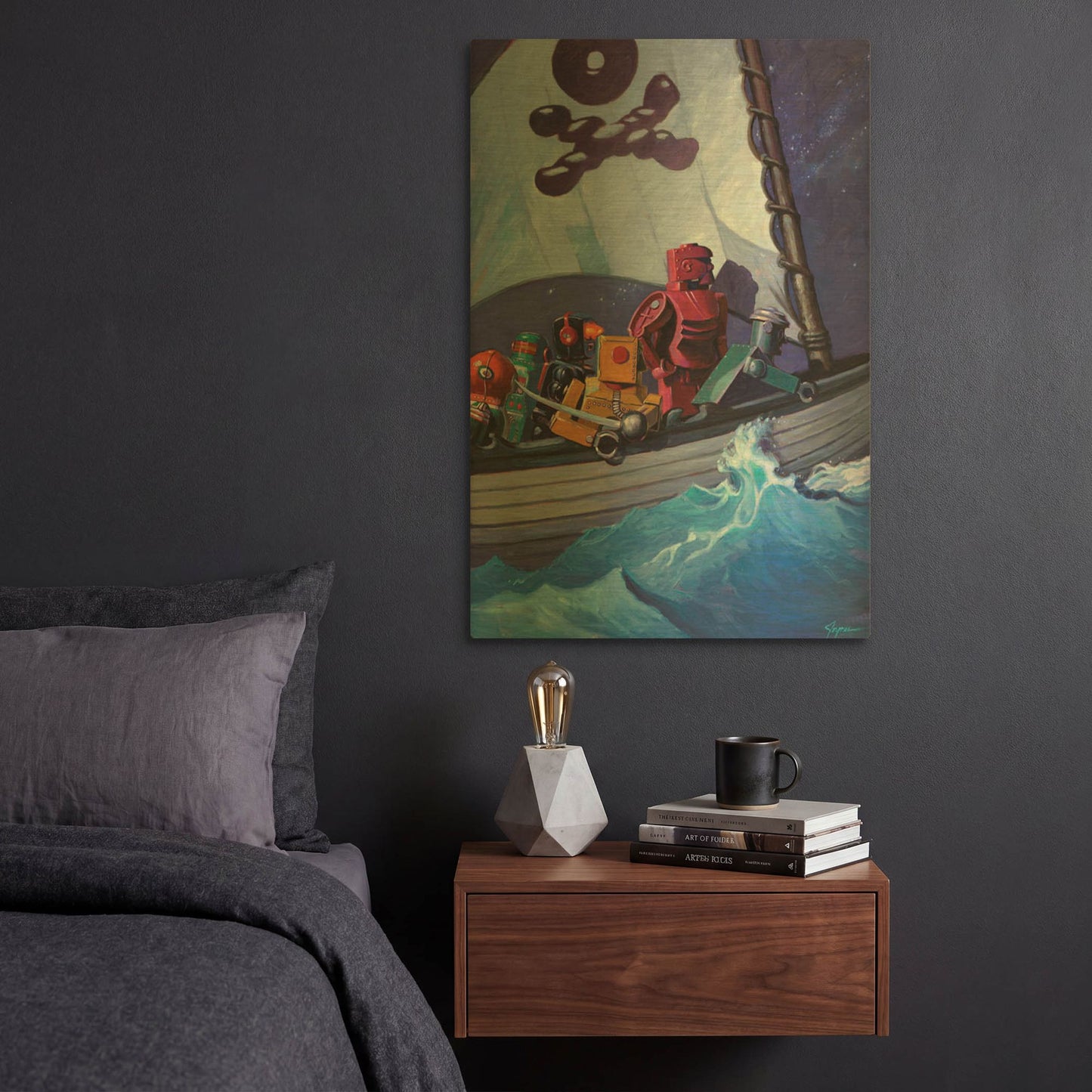 'Robo Pirates CMYK' By Eric Joyner Gold Metal Wall Art