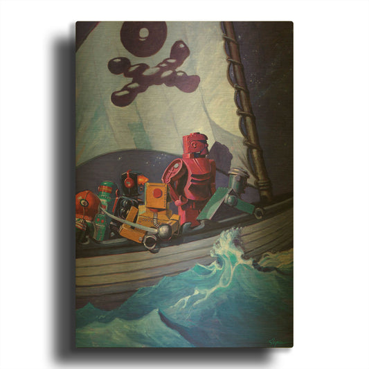 'Robo Pirates CMYK' By Eric Joyner Gold Metal Wall Art