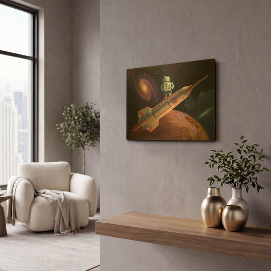 'Rocket Surfer' By Eric Joyner Gold Metal Wall Art