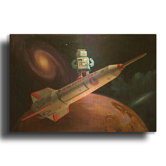 'Rocket Surfer' By Eric Joyner Gold Metal Wall Art