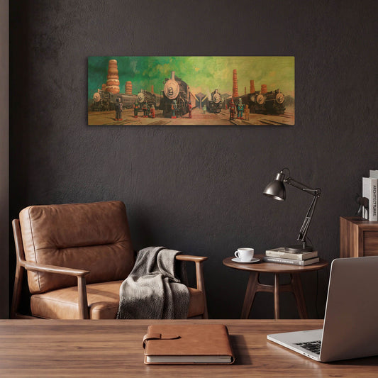 'Trainyard' By Eric Joyner Gold Metal Wall Art