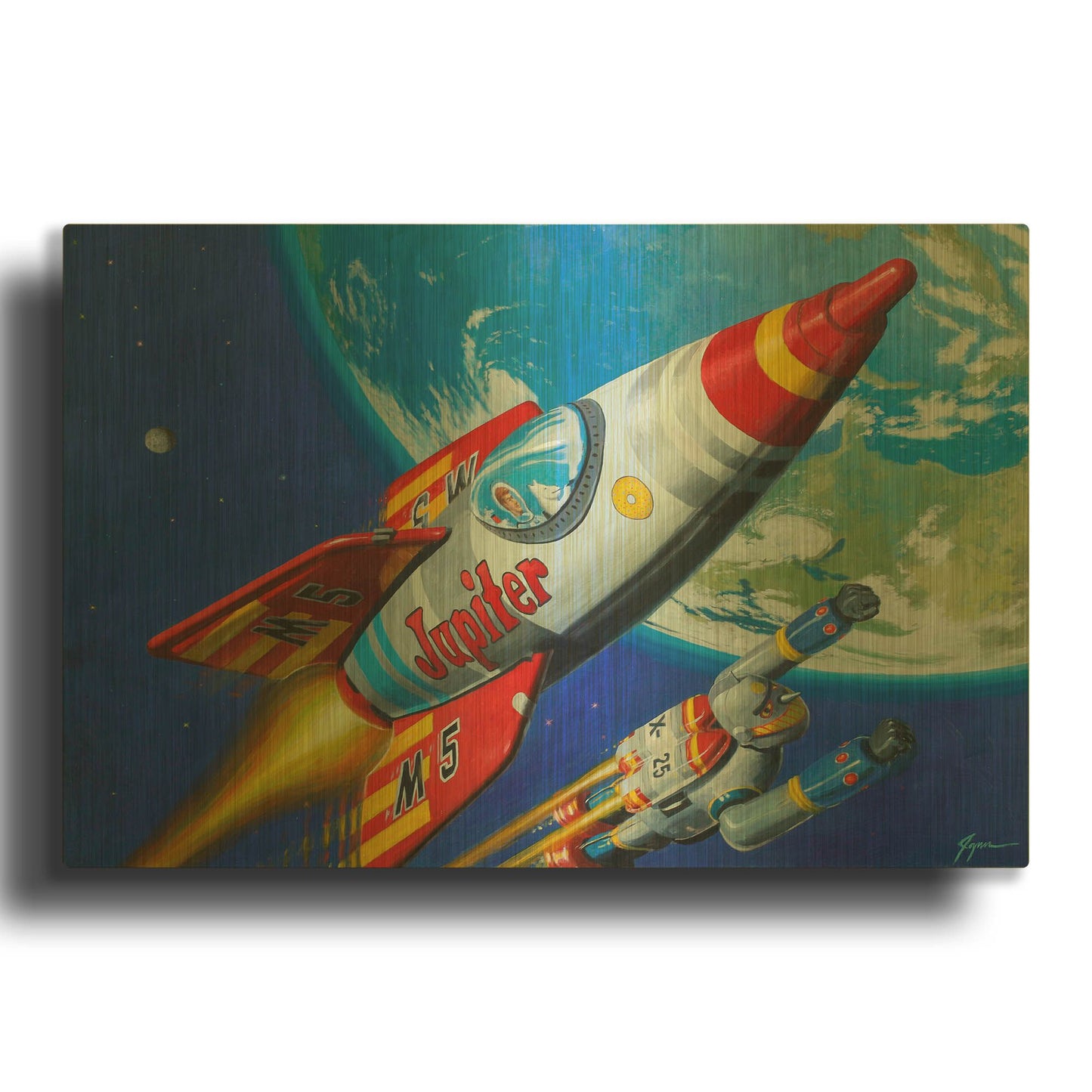 'Space Patrol 2' By Eric Joyner Gold Metal Wall Art