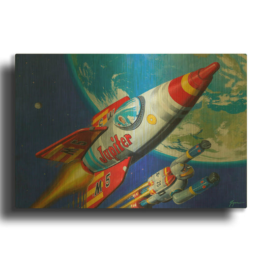 'Space Patrol 2' By Eric Joyner Gold Metal Wall Art
