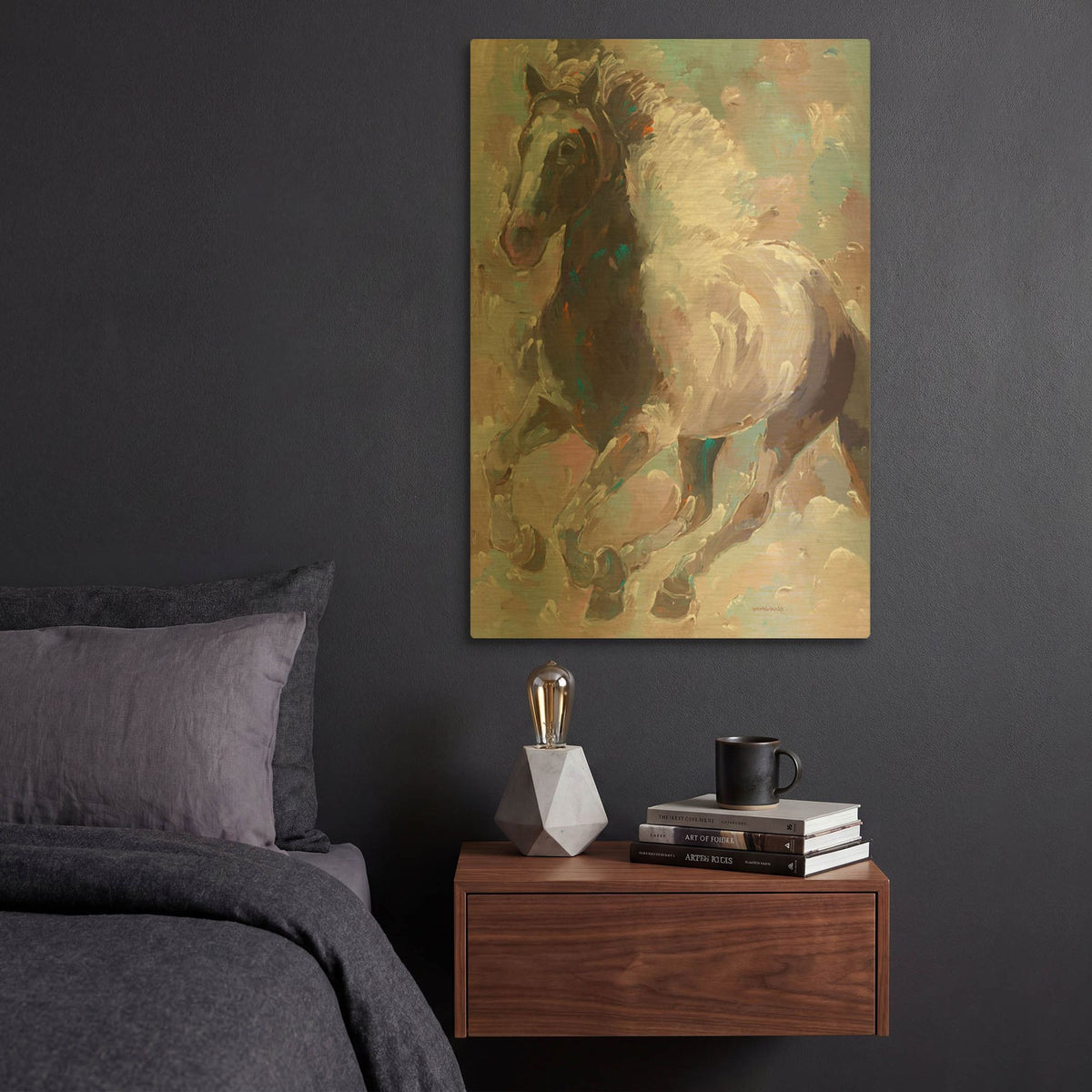 'Moonlight Runner' By Hooshang Khorasani Gold Metal Wall Art