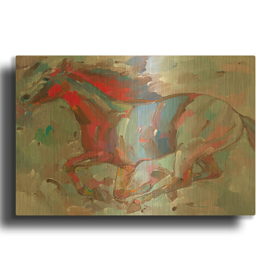 'Fiery Runner' By Hooshang Khorasani Gold Metal Wall Art