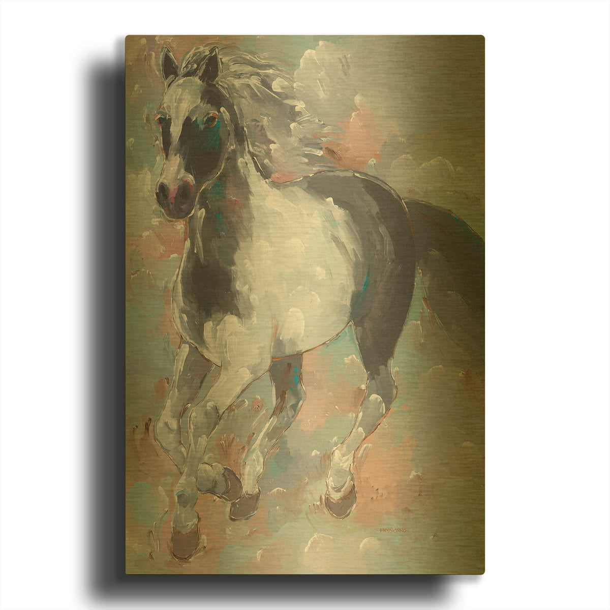 'Smoky Runner' By Hooshang Khorasani Gold Metal Wall Art
