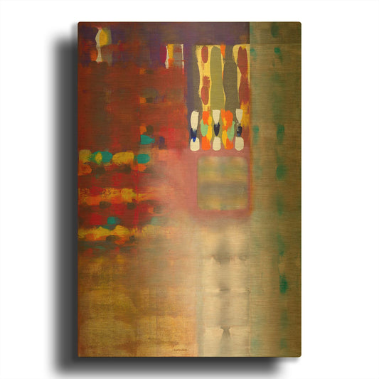 'Color Storm at the Piazza' By Hooshang Khorasani Gold Metal Wall Art