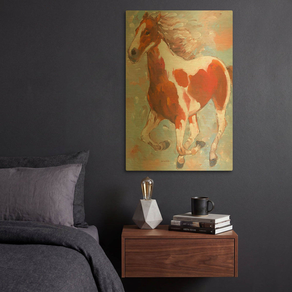 'Painted Horse' By Hooshang Khorasani Gold Metal Wall Art