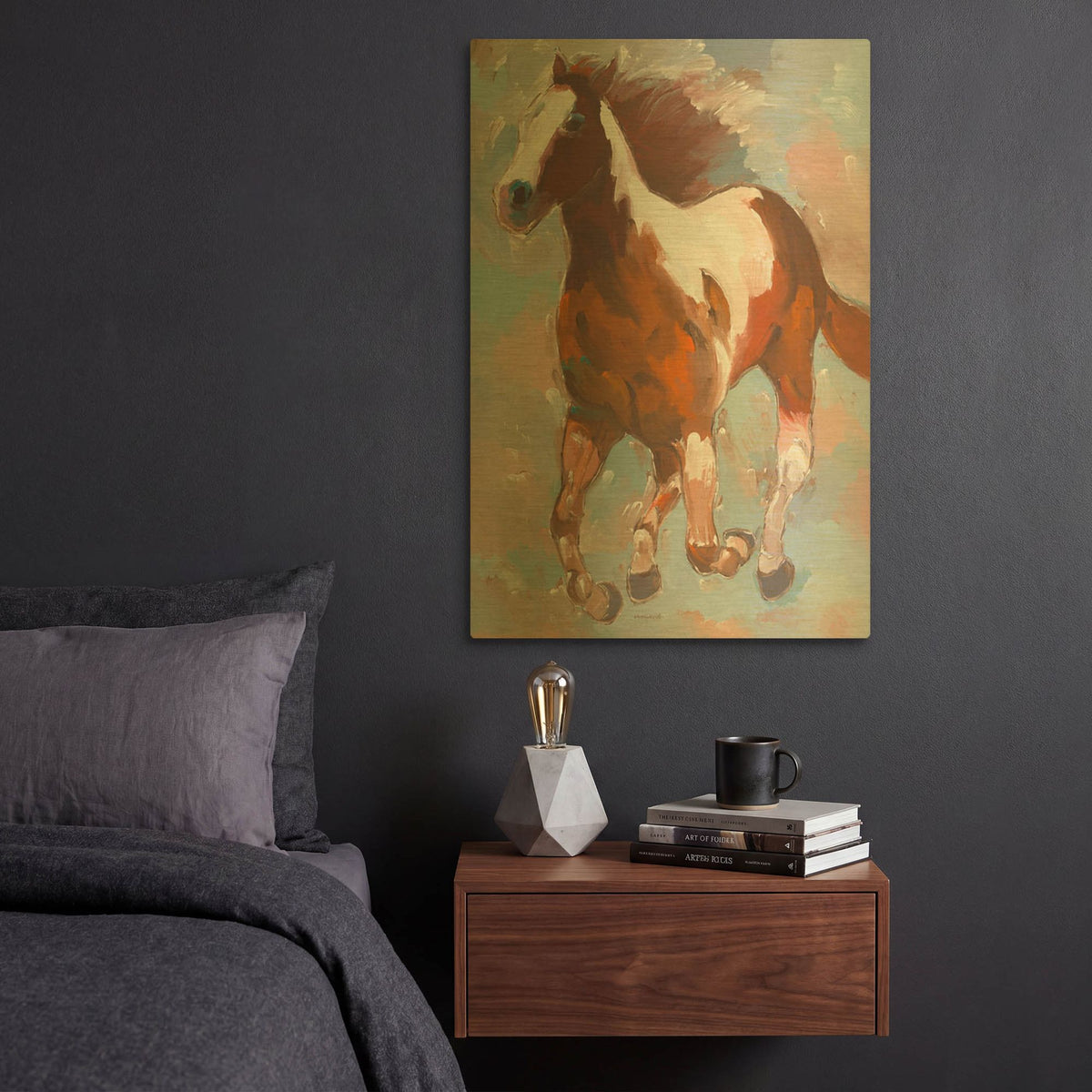 'Painted Horse #2' By Hooshang Khorasani Gold Metal Wall Art