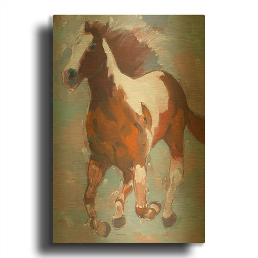 'Painted Horse #2' By Hooshang Khorasani Gold Metal Wall Art