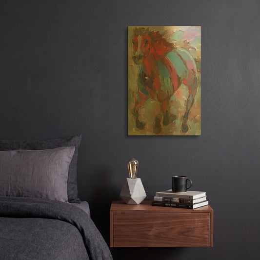'Red Warrior' By Hooshang Khorasani Gold Metal Wall Art
