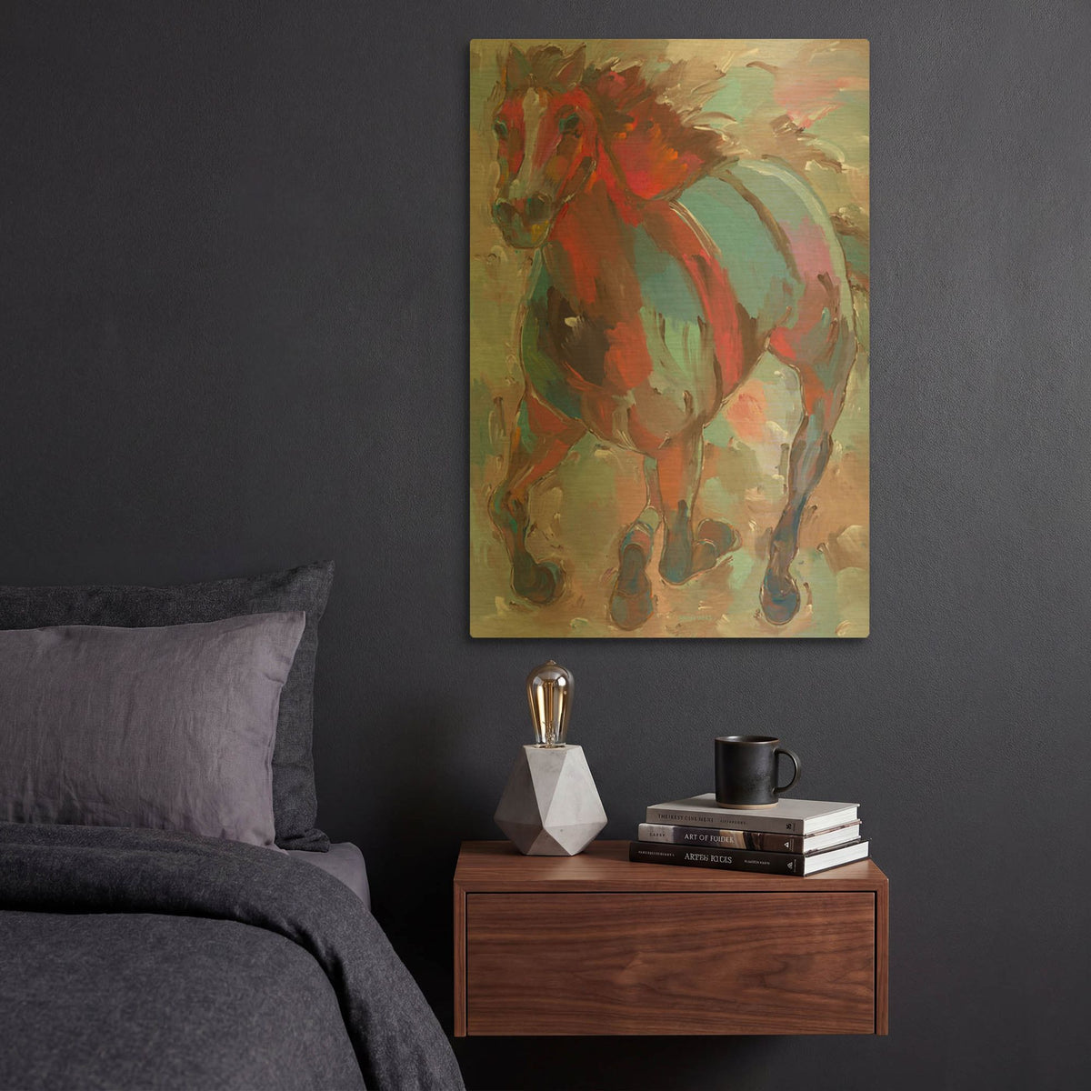 'Red Warrior' By Hooshang Khorasani Gold Metal Wall Art