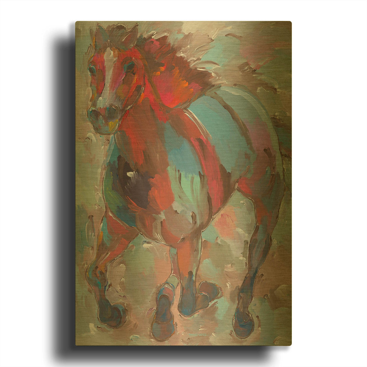 'Red Warrior' By Hooshang Khorasani Gold Metal Wall Art