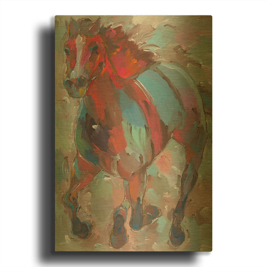 'Red Warrior' By Hooshang Khorasani Gold Metal Wall Art