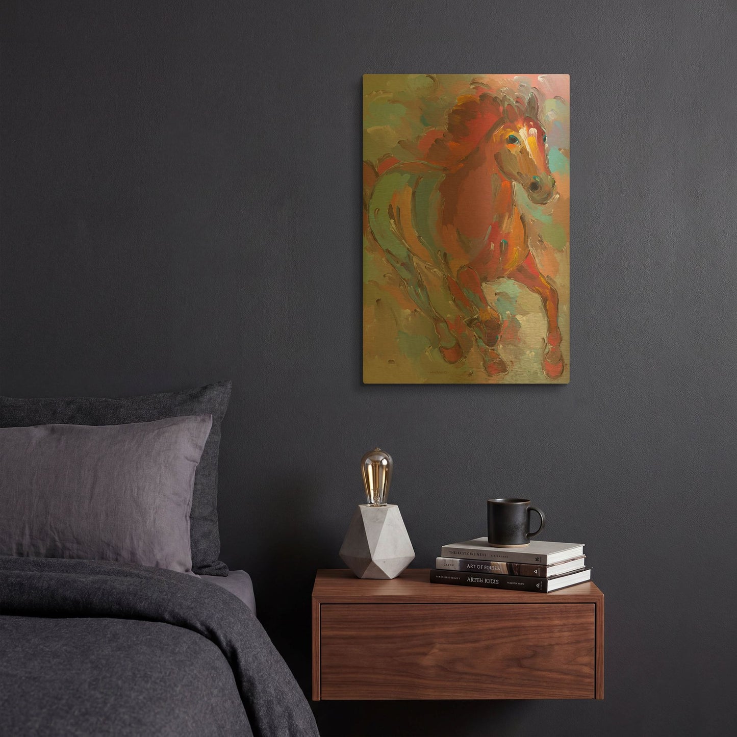 'Red-Hoofed Runner' By Hooshang Khorasani Gold Metal Wall Art