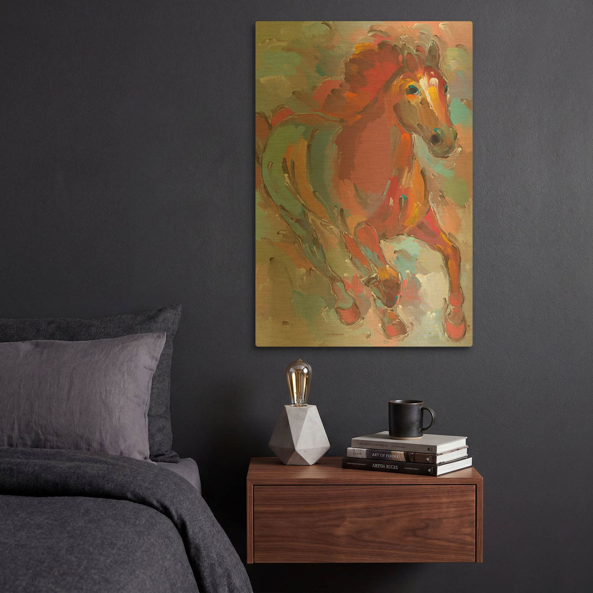 'Red-Hoofed Runner' By Hooshang Khorasani Gold Metal Wall Art