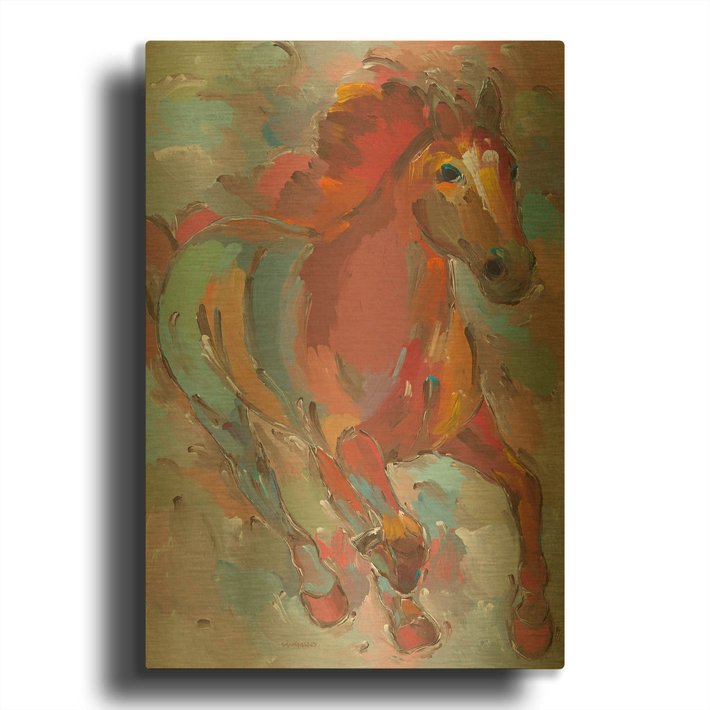 'Red-Hoofed Runner' By Hooshang Khorasani Gold Metal Wall Art