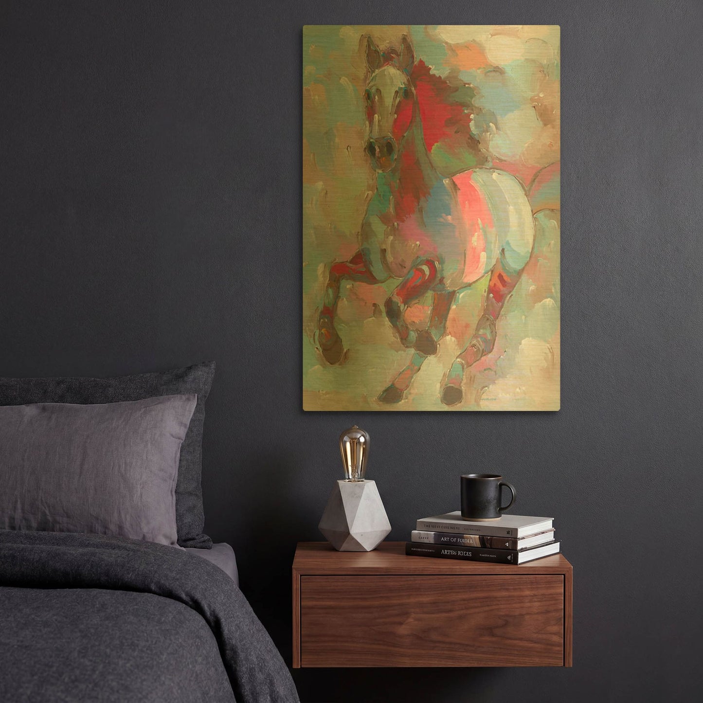 'Fiery Stallion' By Hooshang Khorasani Gold Metal Wall Art
