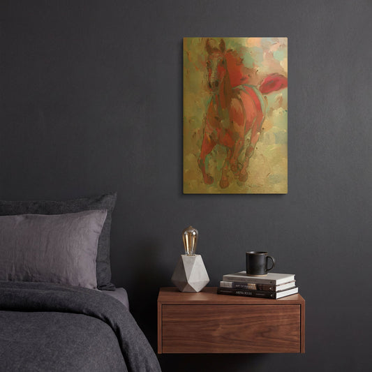 'Red Wind' By Hooshang Khorasani Gold Metal Wall Art