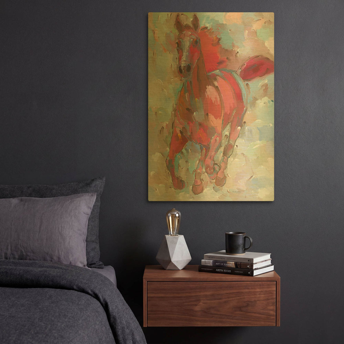 'Red Wind' By Hooshang Khorasani Gold Metal Wall Art