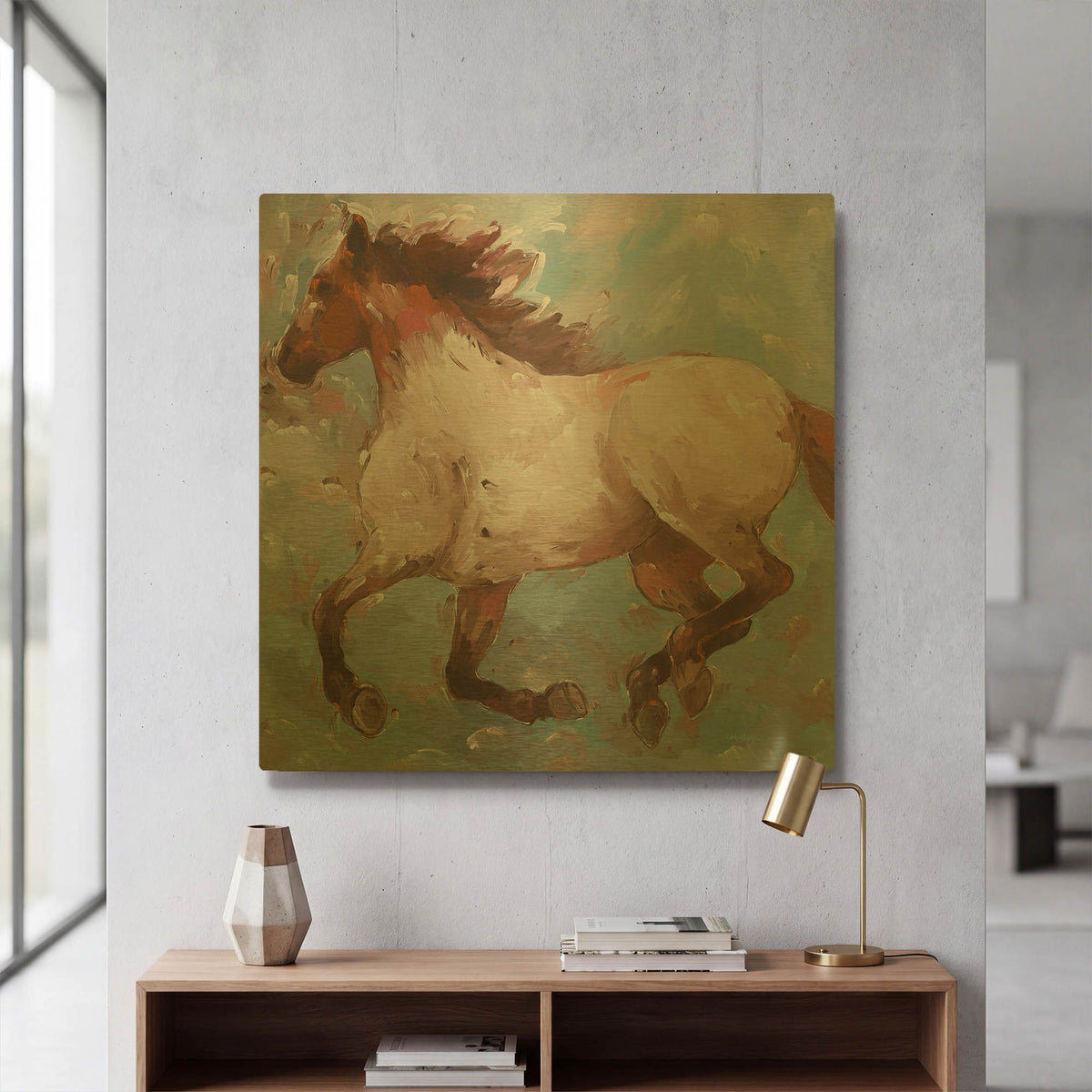 'Roan Runner' By Hooshang Khorasani Gold Metal Wall Art
