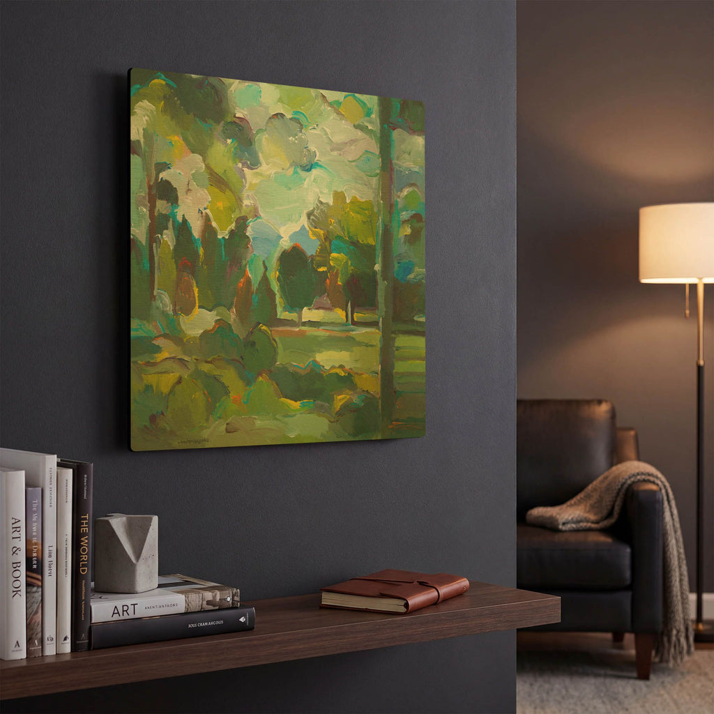 'Valley of Green' By Hooshang Khorasani Gold Metal Wall Art