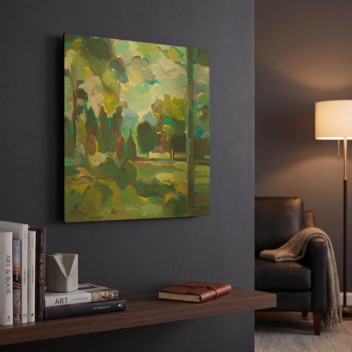 'Valley of Green' By Hooshang Khorasani Gold Metal Wall Art