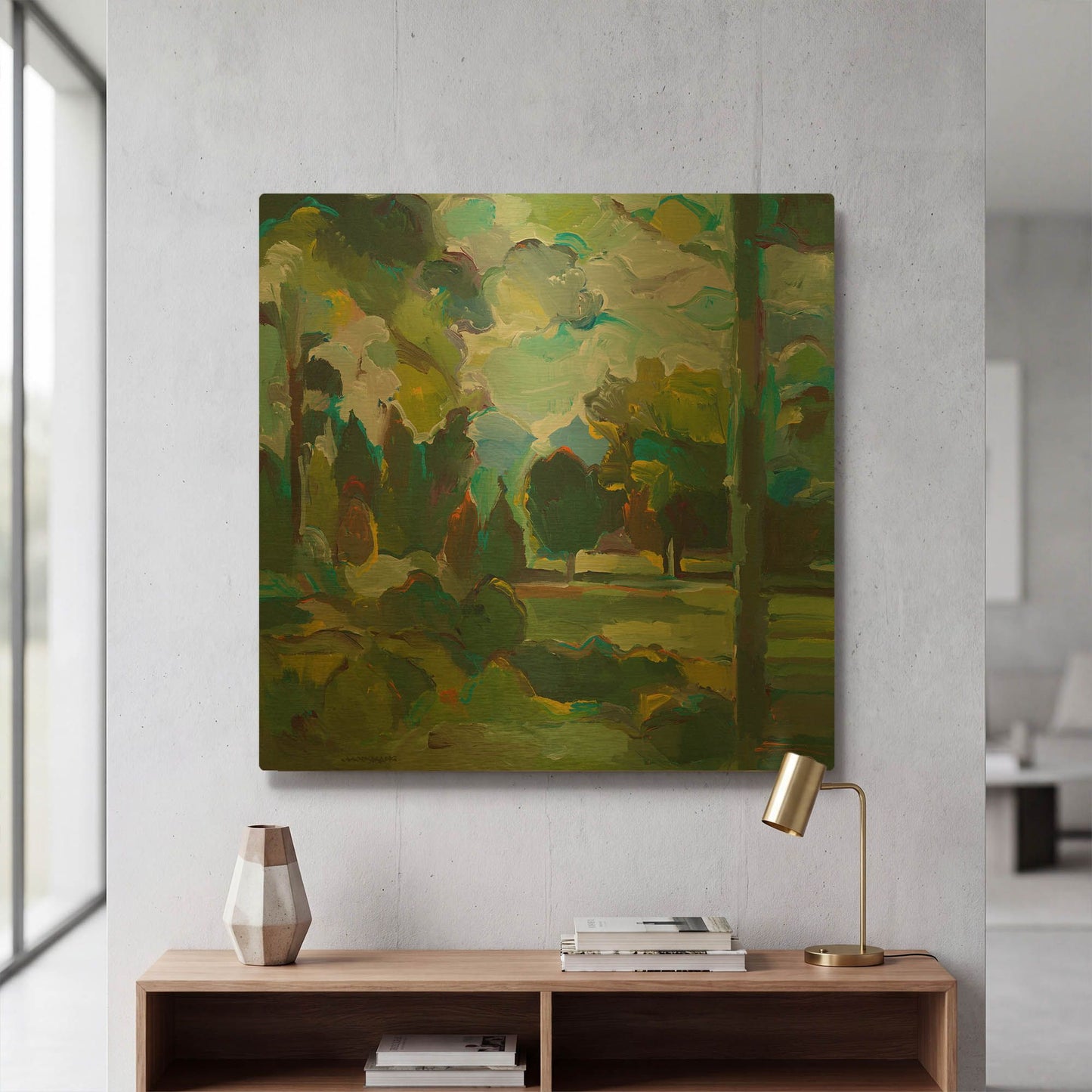 'Valley of Green' By Hooshang Khorasani Gold Metal Wall Art