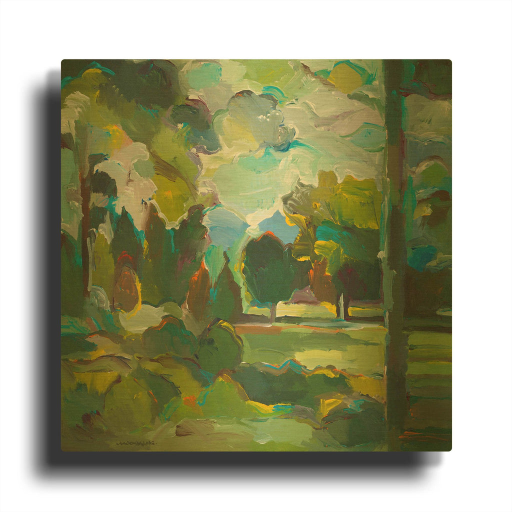 'Valley of Green' By Hooshang Khorasani Gold Metal Wall Art