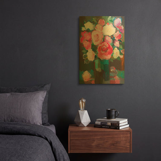 'Rose Garden' By Hooshang Khorasani Gold Metal Wall Art