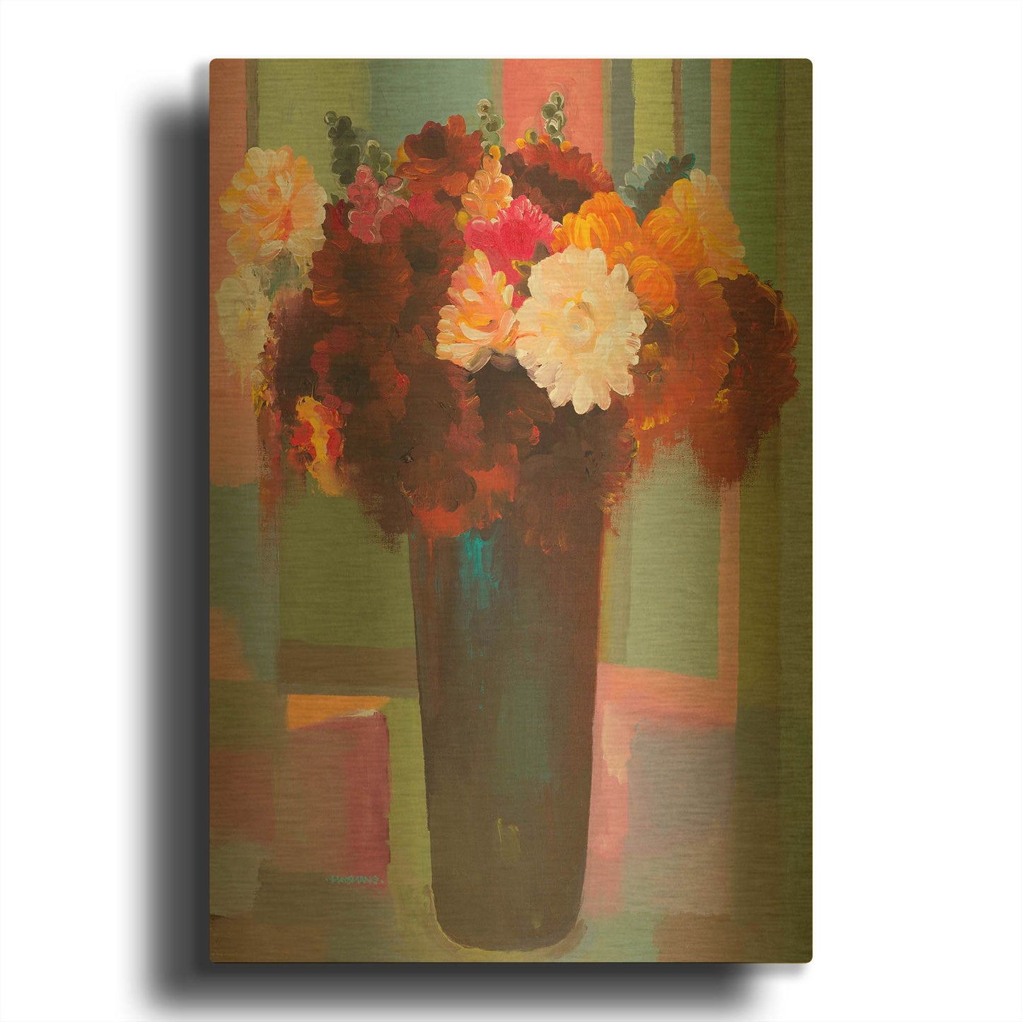 'Bouquet of Many Colors' By Hooshang Khorasani Gold Metal Wall Art