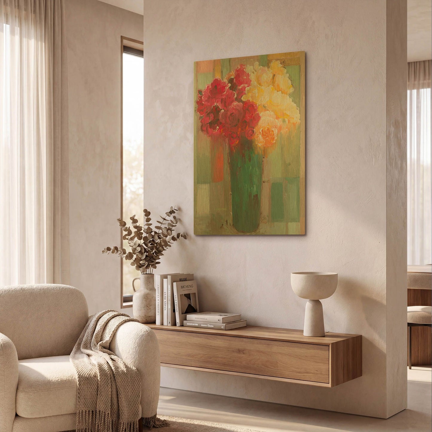 'Poetic Bouquet' By Hooshang Khorasani Gold Metal Wall Art