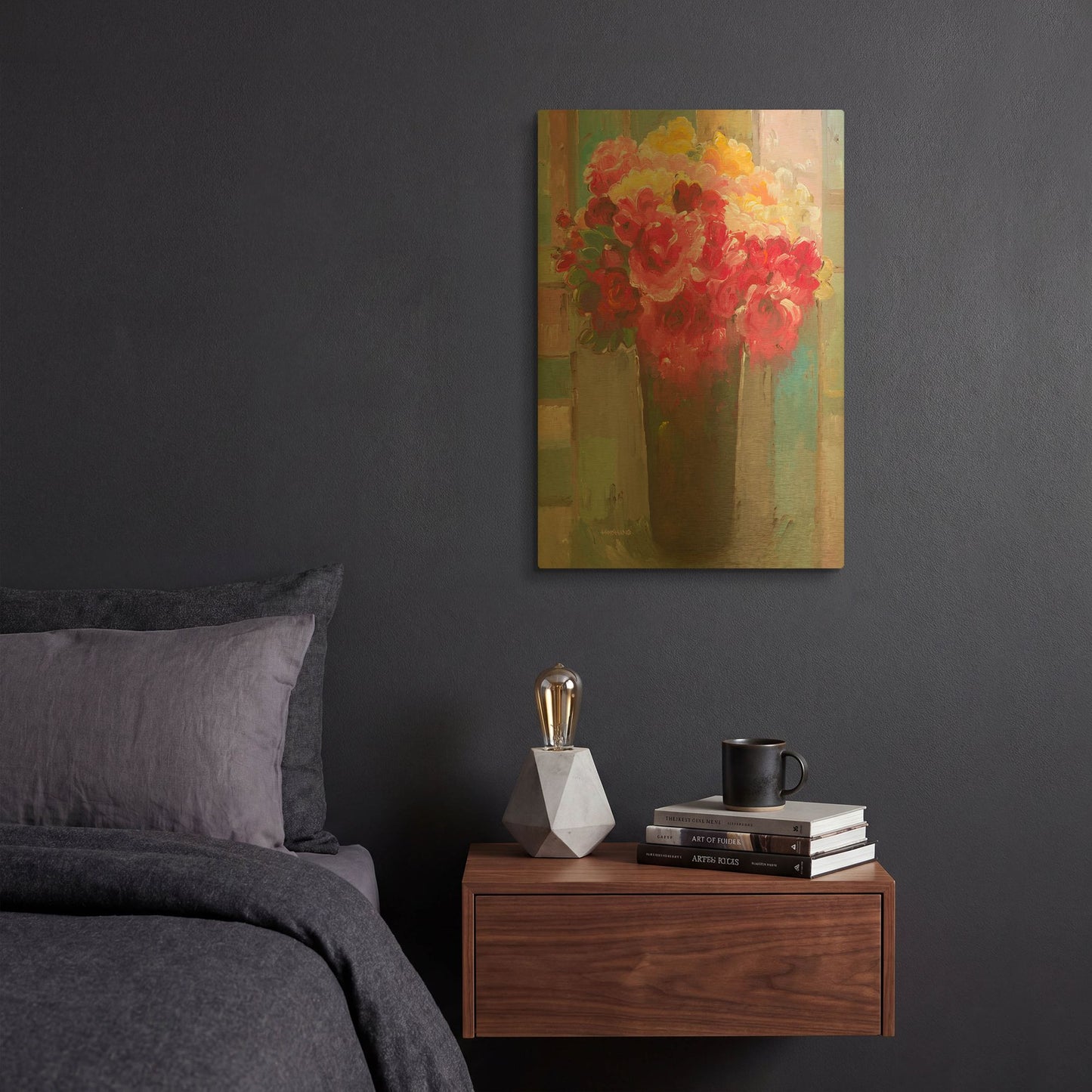 'Bouquet of Roses' By Hooshang Khorasani Gold Metal Wall Art