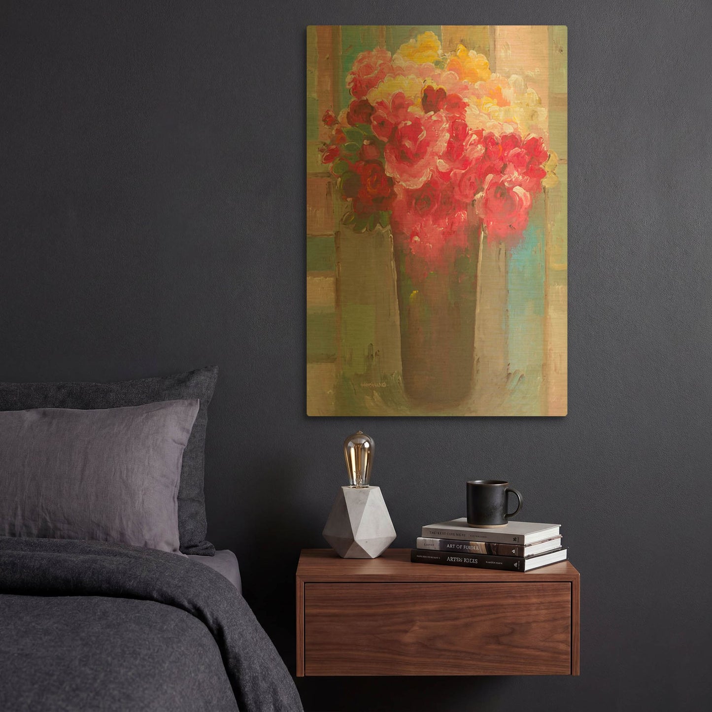 'Bouquet of Roses' By Hooshang Khorasani Gold Metal Wall Art