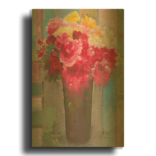 'Bouquet of Roses' By Hooshang Khorasani Gold Metal Wall Art