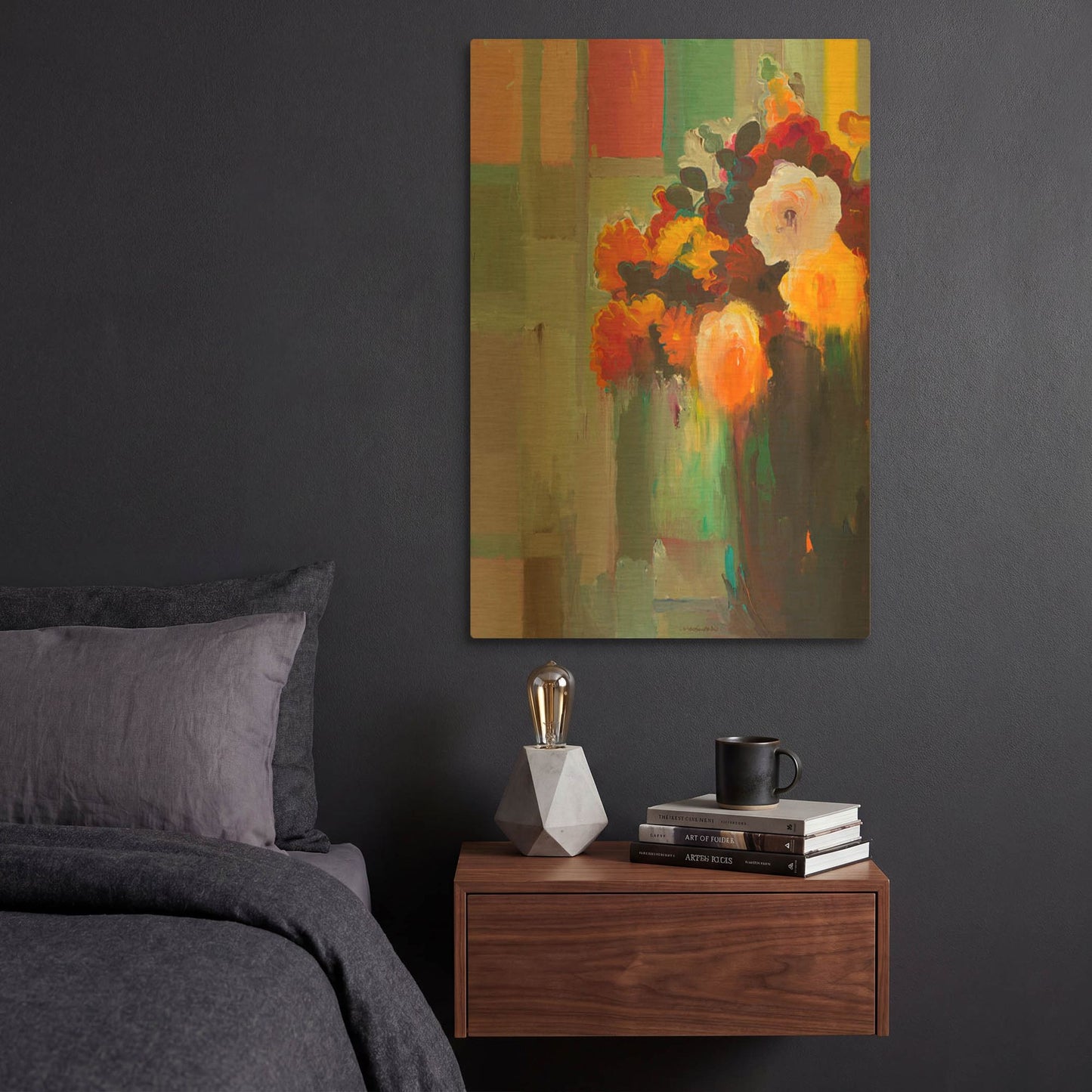 'Asymmetrical Bouquet' By Hooshang Khorasani Gold Metal Wall Art