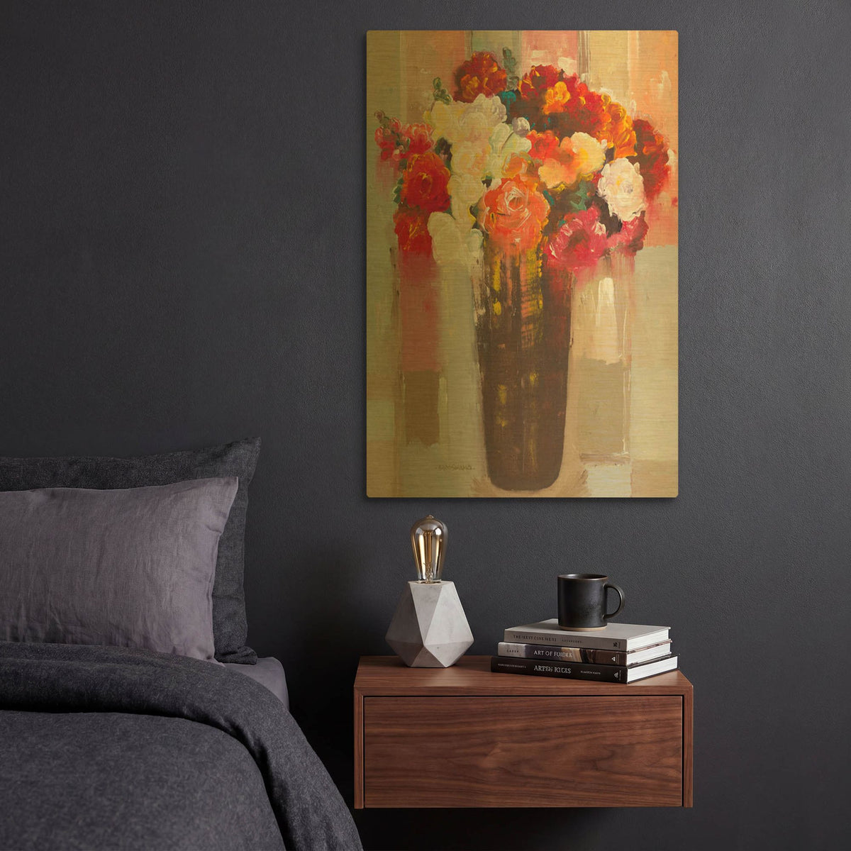'Rose Romance' By Hooshang Khorasani Gold Metal Wall Art
