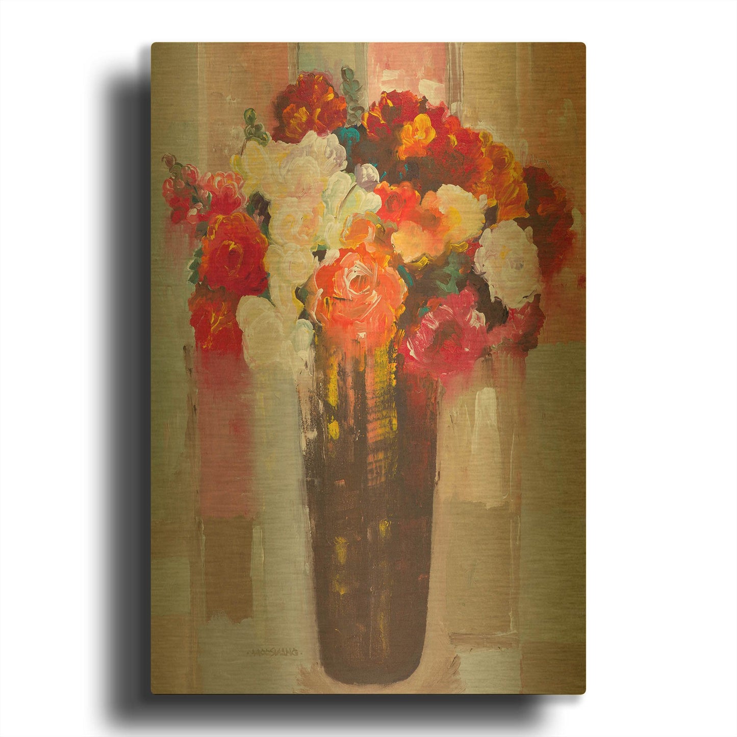 'Rose Romance' By Hooshang Khorasani Gold Metal Wall Art