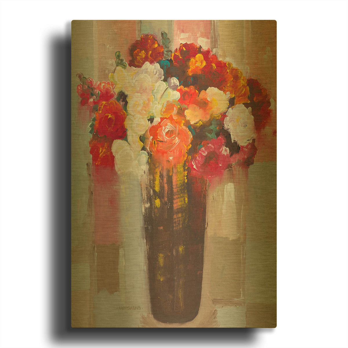 'Rose Romance' By Hooshang Khorasani Gold Metal Wall Art