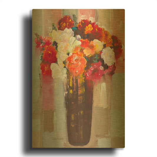 'Rose Romance' By Hooshang Khorasani Gold Metal Wall Art