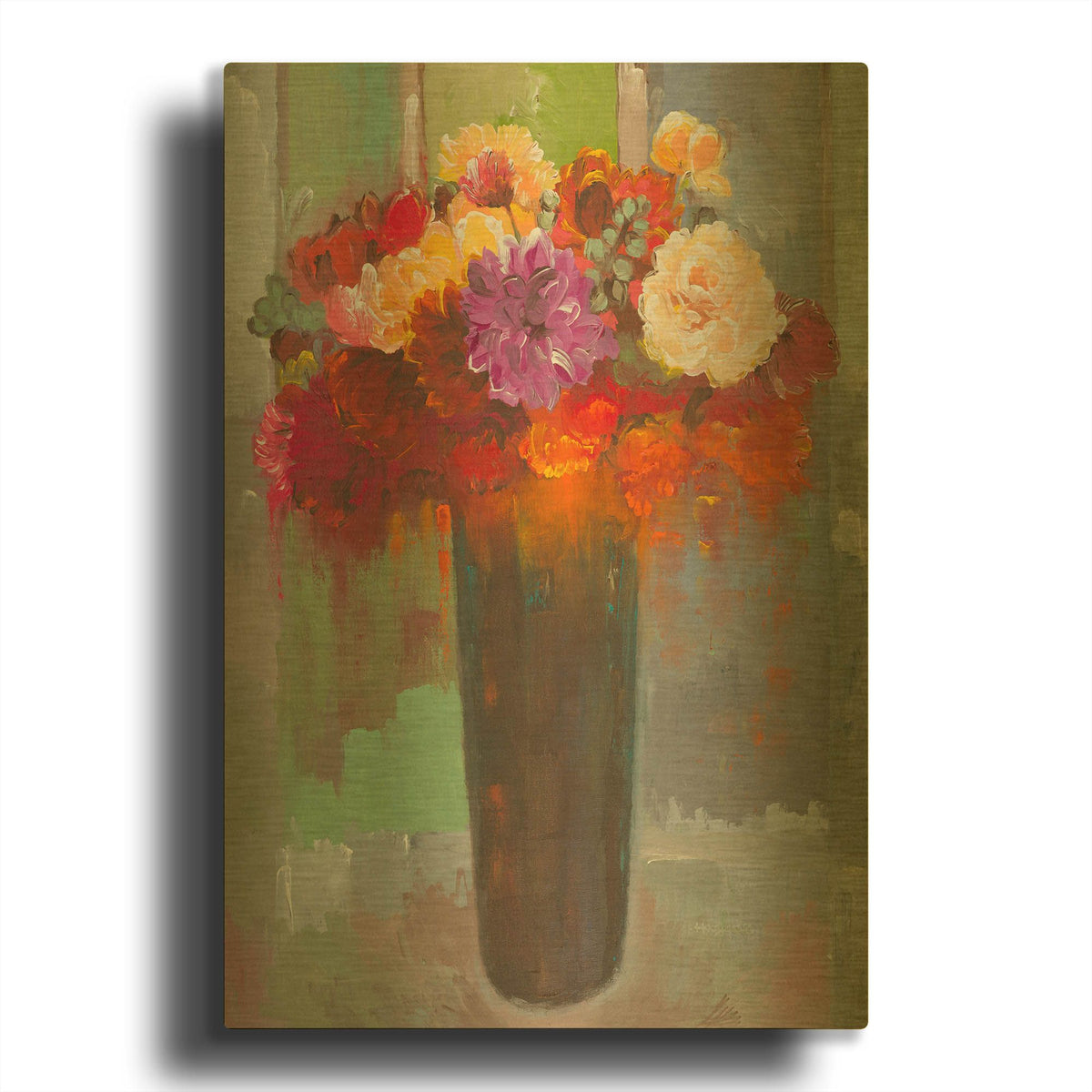 'Touch of Fuscia' By Hooshang Khorasani Gold Metal Wall Art